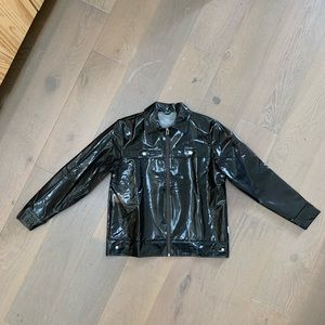 Rains Black Sheer Vinyl-Like Raincoat Jacket